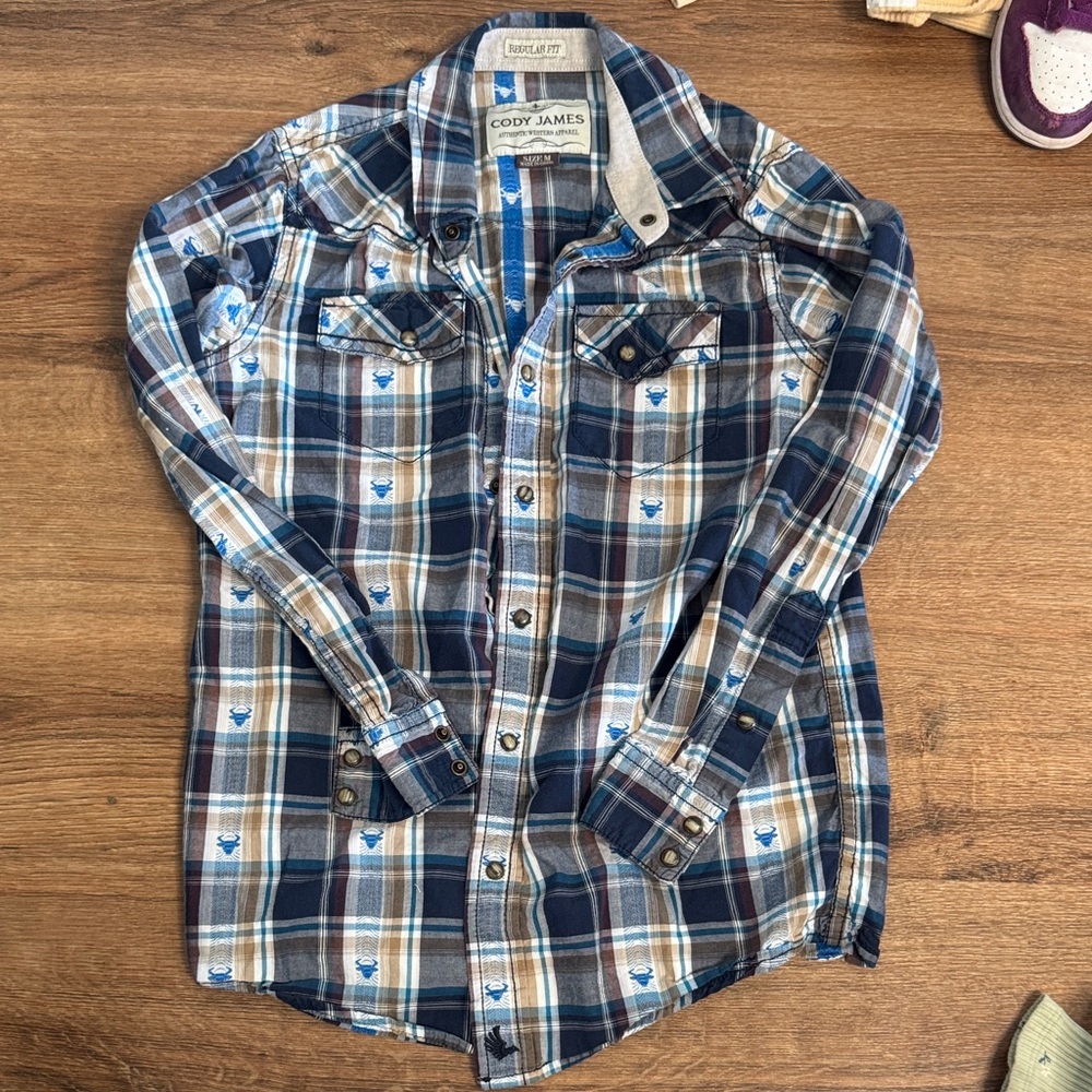 Cody James Kids Blue Plaid Button Down Shirt